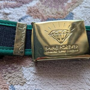 Forever 21 Gold Buckle Black Belt with Green Trim